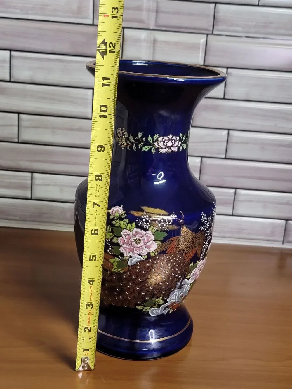 Japanese Cobalt Blue Peacock Vase